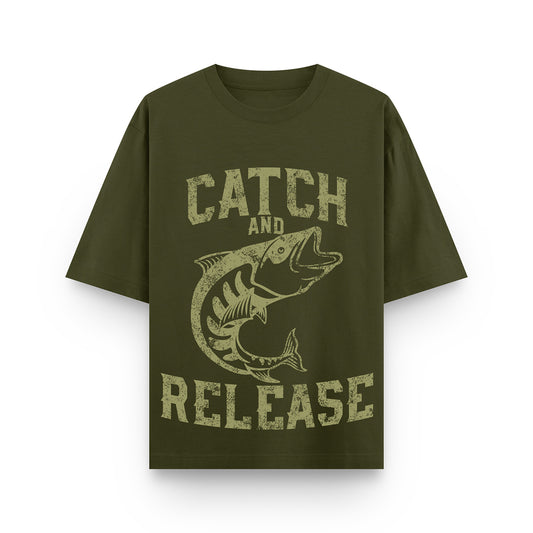 Catch And Release" Oversized T-Shirt for Men & Women | Minimal Typography | Streetwear Style